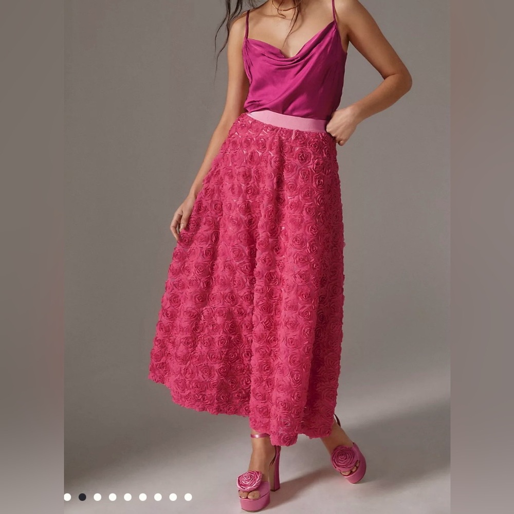 New
Maeve Floral Appliqué Skirt Pink Floral  size xs